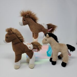 DOUGLAS Cuddle Toys LOT of (3) Horse Plushies: Appaloosas and Bucksin Ponies